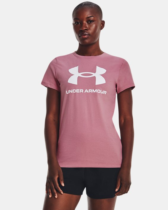女士UA Sportstyle Graphic短袖T恤 in Pink image number 0